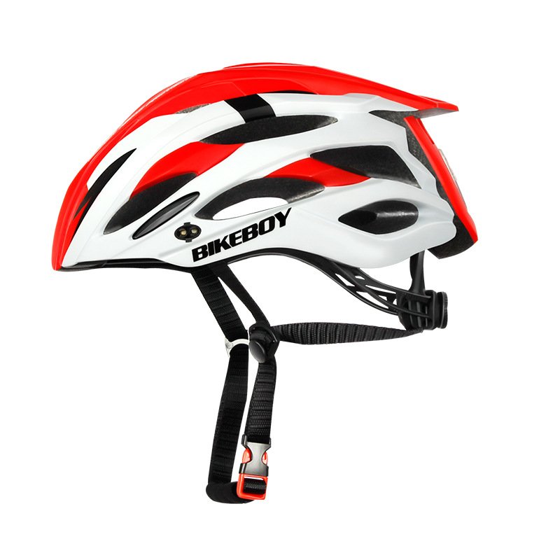 MTB Cycling Bike Sports Safety Helmet Off-road Mountain Bicycle Helmet Outdoors Riding Protective Helmet with Tail Lights Red and white - built-in taillights_Free size