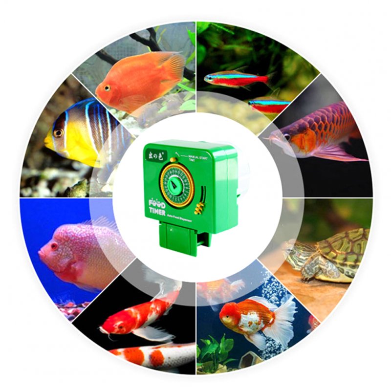 Automatic Feeder Feeding Time Settable Intelligent Large Capacity Food Dispenser for Aquarium Fish Tank Round