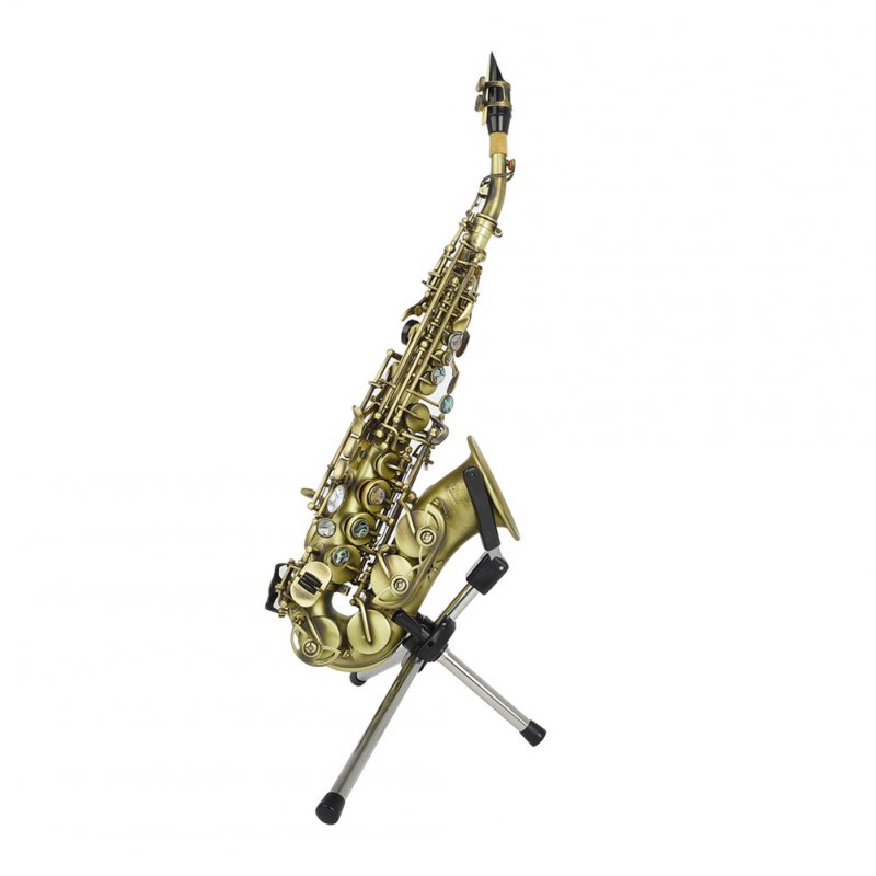 LD-128 Soprano Bend Saxophone Musical Universal Sax Portable Holder Foldable Saxophone Bracket Adjustable Stand Instruments Accessories (leather bag) 