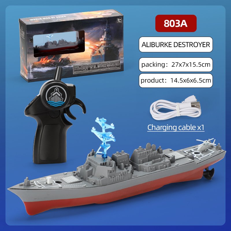 2.4g Remote Control Mini Boat Rechargeable Simulation Warship Summer Water Toys for Children Birthday Gifts 