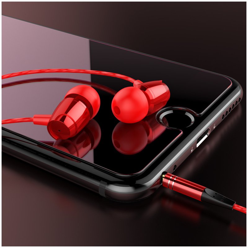 1.2M Line Sports In-Ear Metal Earphone Stereo Wired Earbuds 3.5mm AUX with Microphone 