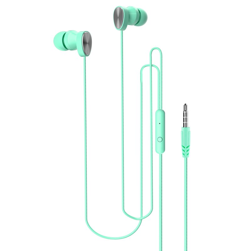 Macaron Color Wired  Headphones Stereo In-ear Sports Headset Compatible For Android Iphone Huawei green