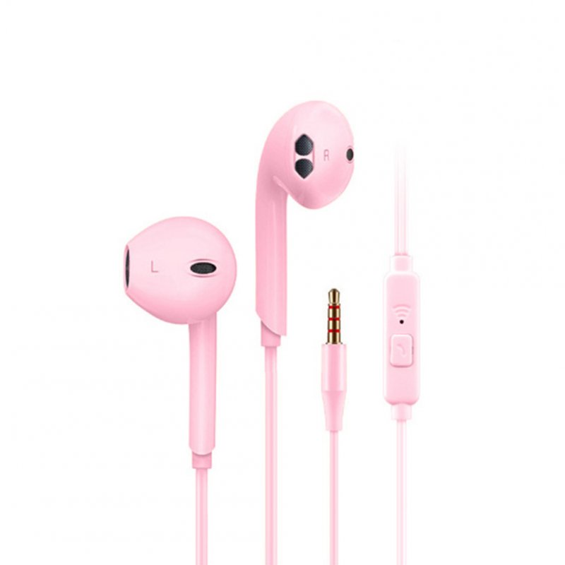 Macaron K08 Wired  Headphones, Noise Cancelling Stereo In-ear Earphone, Sport Music Headset, With Mic 3.5mm Jack Universal Earpods pink