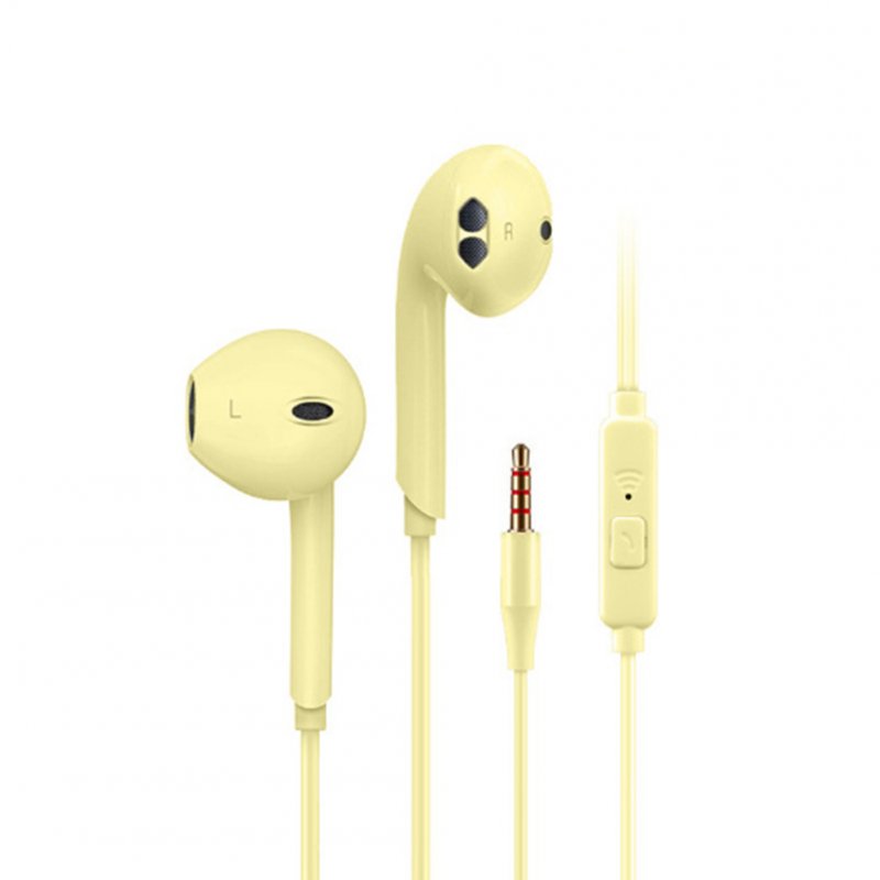 Macaron K08 Wired  Headphones, Noise Cancelling Stereo In-ear Earphone, Sport Music Headset, With Mic 3.5mm Jack Universal Earpods yellow