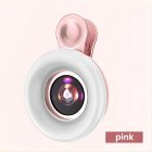 Macro Lens With Mini Clip Ring Light Portable Circle Light Macro Lens Attachment For Smart Phone Photography pink