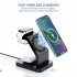 Magnetic 3 in 1 Wireless Charger Vertical Stand Compatible For Iwatch Airpods Iphone13 Black