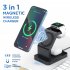 Magnetic 3 in 1 Wireless Charger Vertical Stand Compatible For Iwatch Airpods Iphone13 Black