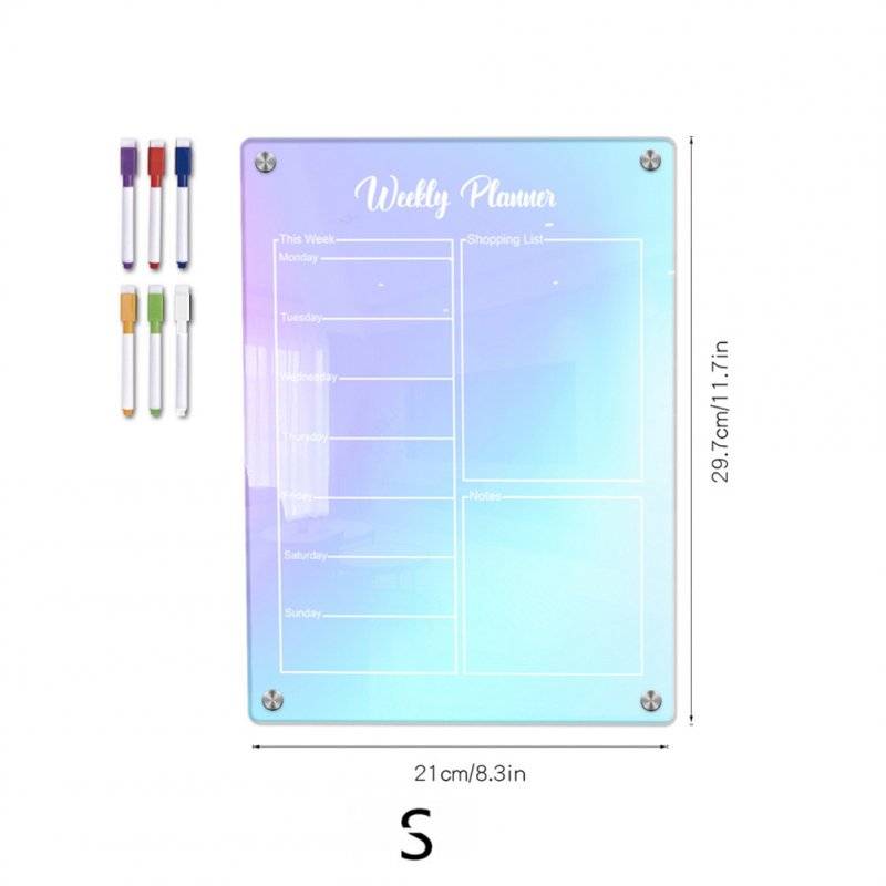 Magnetic Acrylic Calendar For Fridge Colorful Weekly Planner Reusable Memo Note Whiteboard With 6 Markers