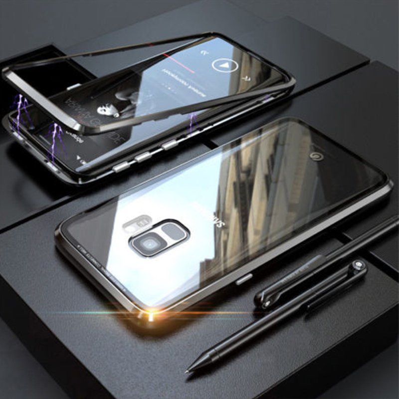 Magnetic Adsorption Metal Tempered Glass Case