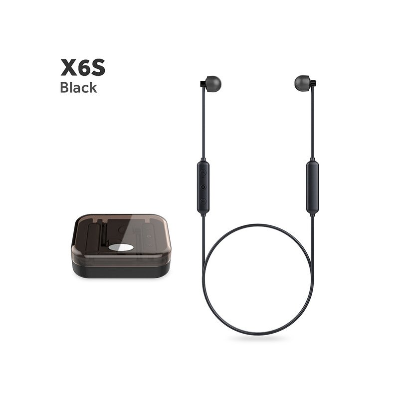 Magnetic Bluetooth 5.0 Sports Headset Mini Wireless Earphones X6S HIFI Stereo Sound Rich Bass Headset with Charging Box black