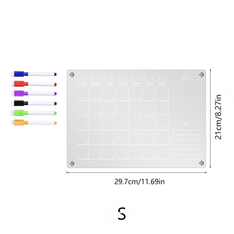 Magnetic Clear Acrylic Calendar For Fridge Includes 6 Colorful Highlight Markers Planning Boards Fridge Magnet Sticker as shown in the picture