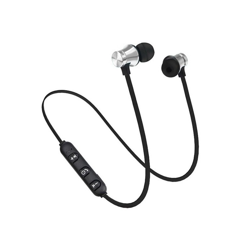 Magnetic Earphone Bluetooth Wireless Headset In-ear Noise Reduction Hanging Neck Sports Headphone Xt11 silver
