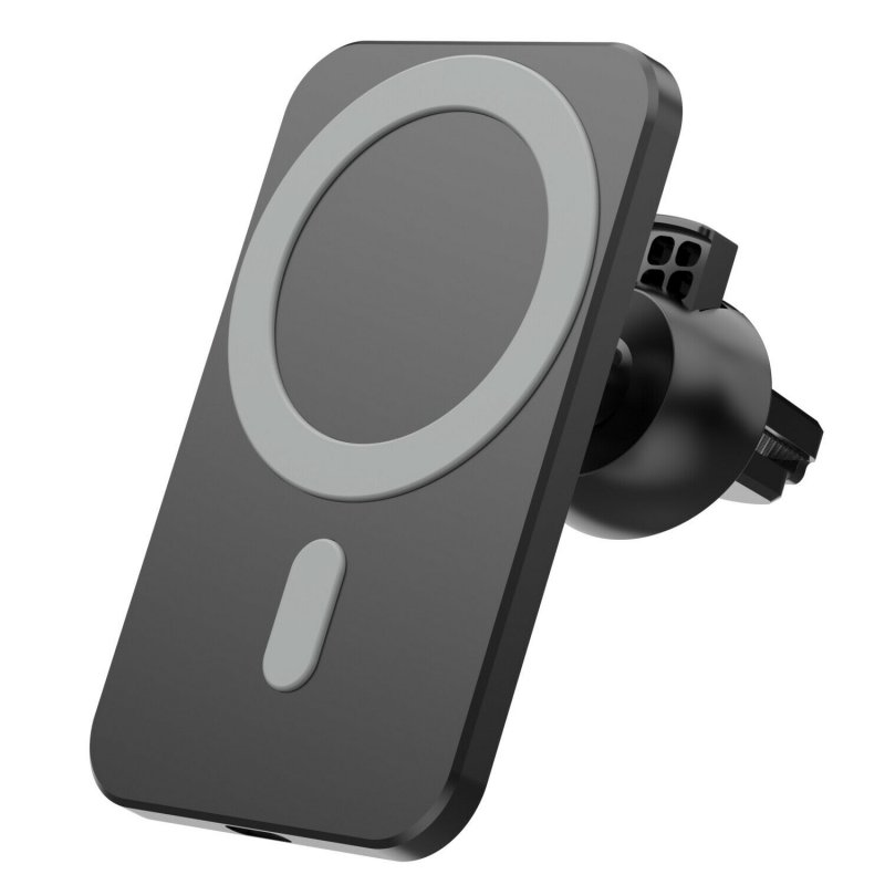 Magnetic Wireless Charger Car Mount 15W for Iphone 12 Portable Round black