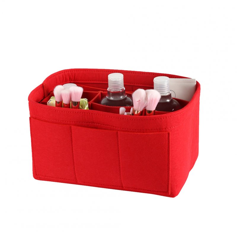 Make up Organizer Insert Bag for Handbag Travel Inner Purse Portable Cosmetic Bag red_M:27*16*16cm
