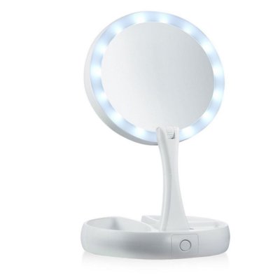 Makeup Mirror Double Sided Rotation Folding Led Usb Lighted Vanity Touch Screen Portable Tabletop Lamp