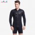 Male 3MM Neoprene Diving Suit SCR Thicken Coldproof Long Sleeve Top Front Zipper Swimwear black S