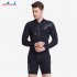 Male 3MM Neoprene Diving Suit SCR Thicken Coldproof Long Sleeve Top Front Zipper Swimwear black S