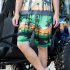 Male Beach Shorts Elastic Waist Pants with Coconut Tree Printed Leisure Vacation Wear blue L