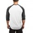 Male Casual Contrast Color Shirt Long Sleeves Top Leisure Pullover Baseball Sports Wear gray L