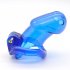 Male Chastity Cage with 2 Brass Locks Adjustable Silicone Cock Cage with 4 Rings for Male Penis Exercise  blue