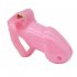 Male Chastity Cage with 2 Brass Locks Adjustable Silicone Cock Cage with 4 Rings for Male Penis Exercise  Pink