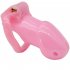 Male Chastity Cage with 2 Brass Locks Adjustable Silicone Cock Cage with 4 Rings for Male Penis Exercise  Pink