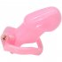 Male Chastity Cage with 2 Brass Locks Adjustable Silicone Cock Cage with 4 Rings for Male Penis Exercise  Pink