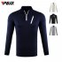 Male Golf Autumn Winter Clothes Stand Collar Long Sleeve T shirt Windproof Warm Suit YF213 navy blue L