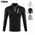Male Golf Autumn Winter Clothes Stand Collar Long Sleeve T shirt Windproof Warm Suit YF213 navy blue M