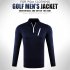 Male Golf Autumn Winter Clothes Stand Collar Long Sleeve T shirt Windproof Warm Suit YF213 black M