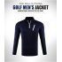 Male Golf Autumn Winter Clothes Stand Collar Long Sleeve T shirt Windproof Warm Suit YF213 navy blue XXL