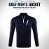 Male Golf Autumn Winter Clothes Stand Collar Long Sleeve T shirt Windproof Warm Suit YF213 black XL