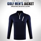 Male Golf Autumn Winter Clothes Stand Collar Long Sleeve T shirt Windproof Warm Suit YF213 black L