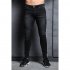 Male Jeans with Knee Holes Slim Trousers Small Feet and Middle Waist Pants Navy M