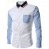 Male Leisure Shirt Long Sleeves and Turn Down Collar Top Single breasted Cardigan white L