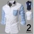 Male Leisure Shirt Long Sleeves and Turn Down Collar Top Single breasted Cardigan white XXL