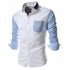 Male Leisure Shirt Long Sleeves and Turn Down Collar Top Single breasted Cardigan white XXXL