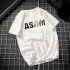 Male Leisure Top with Letters Decorated Short Sleeves and Round Neck Shirt Casual Pullover for Man ASDM white 3XL