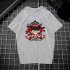 Male Leisure Top with Nezha Cartoon Pattern Decorated Shirt Casual Pullover for Man Nezha gray XXXXL