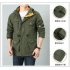 Male Long Sleeves Zippered Sports Wear Casual Hooded Cardigan Outwear Cycling Skiing  Khaki L