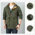 Male Long Sleeves Zippered Sports Wear Casual Hooded Cardigan Outwear Cycling Skiing  Khaki L