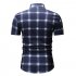 Male Plaid Printed Leisure Shirt of Short Sleeves and Turn down Top Cardigan Slim Costume Green lattice L