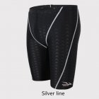 Male Professional Breathable Swim Boxer Half Pants Swimming Trunks Comfortable Hot Spring Swim Wear Diving Suit Gift Silver line XL