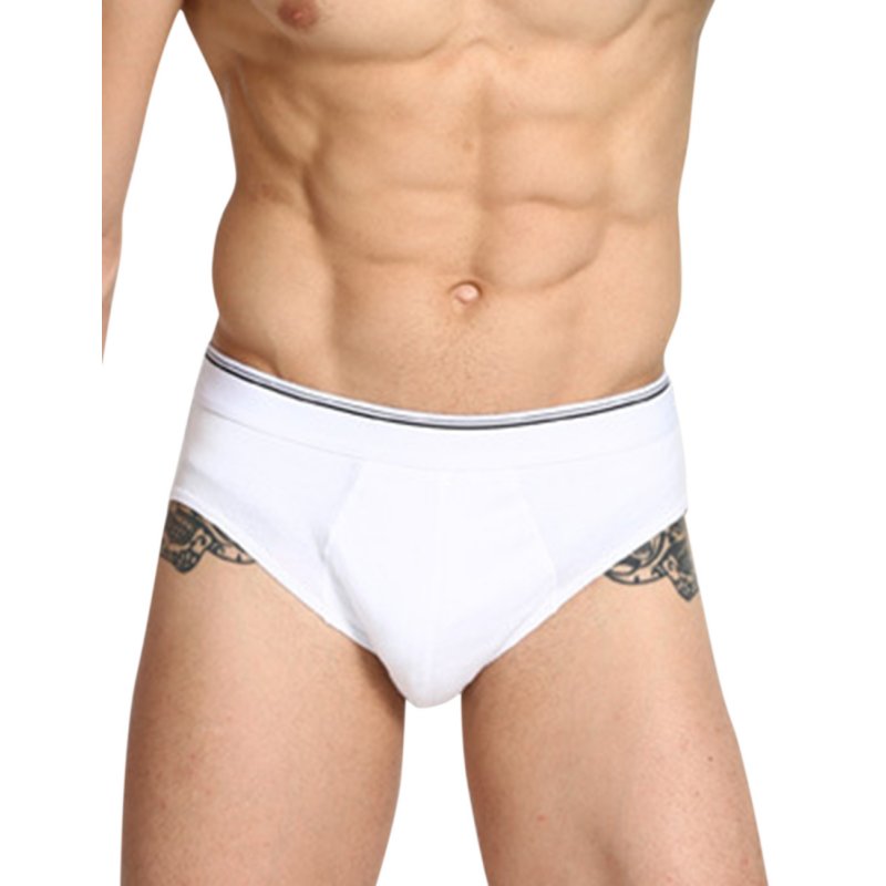 Male Sexy Underwear Cotton Briefs Breathable Casual Lingerie Briefs Gift white_L