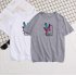 Male Short Sleeves Shirt Feathers Printed Top Pure Cotton Leisure Pullover 634 black M