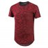 Male Short Sleeves and Round Neck Top Floral Printed Pullover Casual Slim T shirt  black M