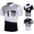 Male Short Sleeves and Turn Down Collar Pullover Contrast Color Top Polo Shirt white S