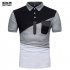 Male Short Sleeves and Turn Down Collar Pullover Contrast Color Top Polo Shirt white 2XL