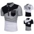 Male Short Sleeves and Turn Down Collar Pullover Contrast Color Top Polo Shirt black 2XL