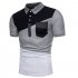 Male Short Sleeves and Turn Down Collar Pullover Contrast Color Top Polo Shirt light grey S
